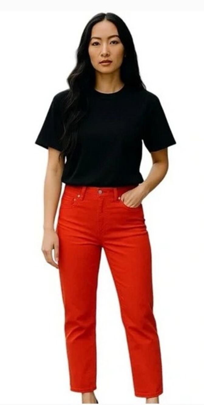 Tractr Women's Mona High Rise Ankle Length Coral Pink Jeans Size 12/31 NWT